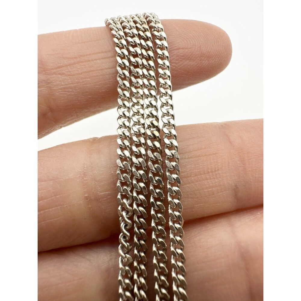 925 Sterling Silver Curb Cuban Chain Necklace 19.5” 2mm